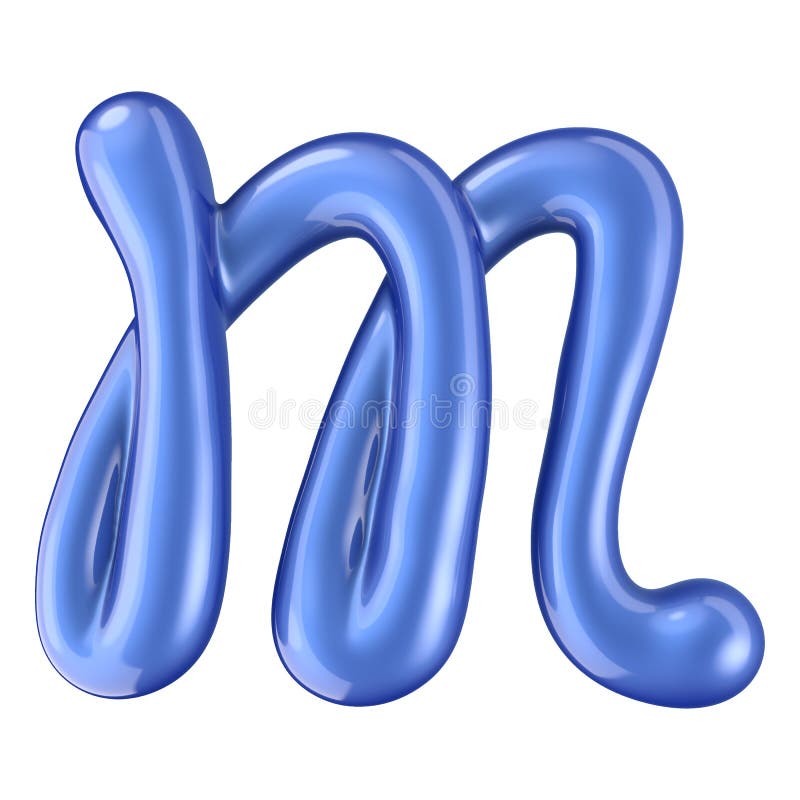 Glossy blue letter M uppercase. 3D rendering royalty free illustration