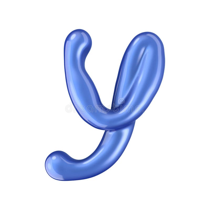 Glossy blue letter Y uppercase. 3D rendering vector illustration