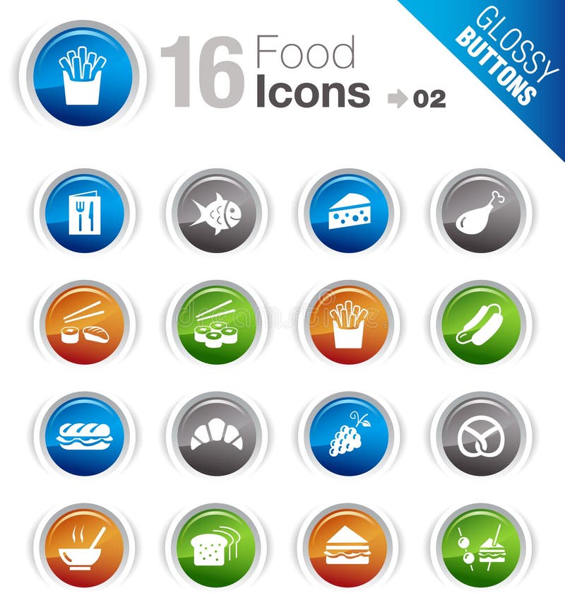 Glossy Buttons - Food Icons