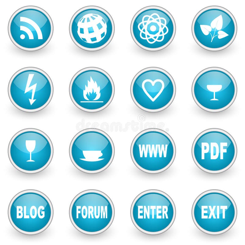 Glossy circle web icons set