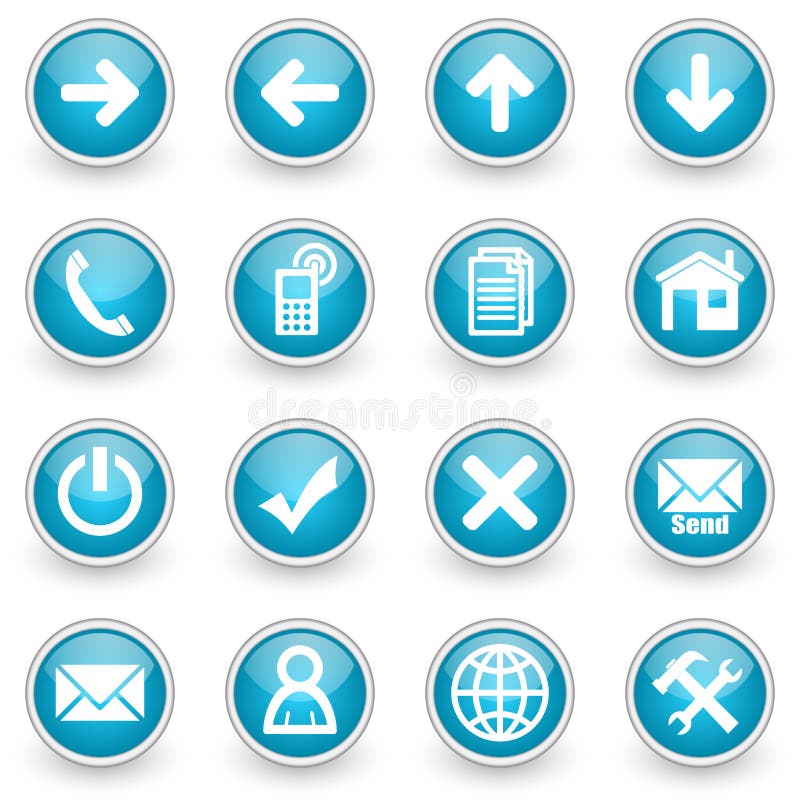 Glossy circle web icons set