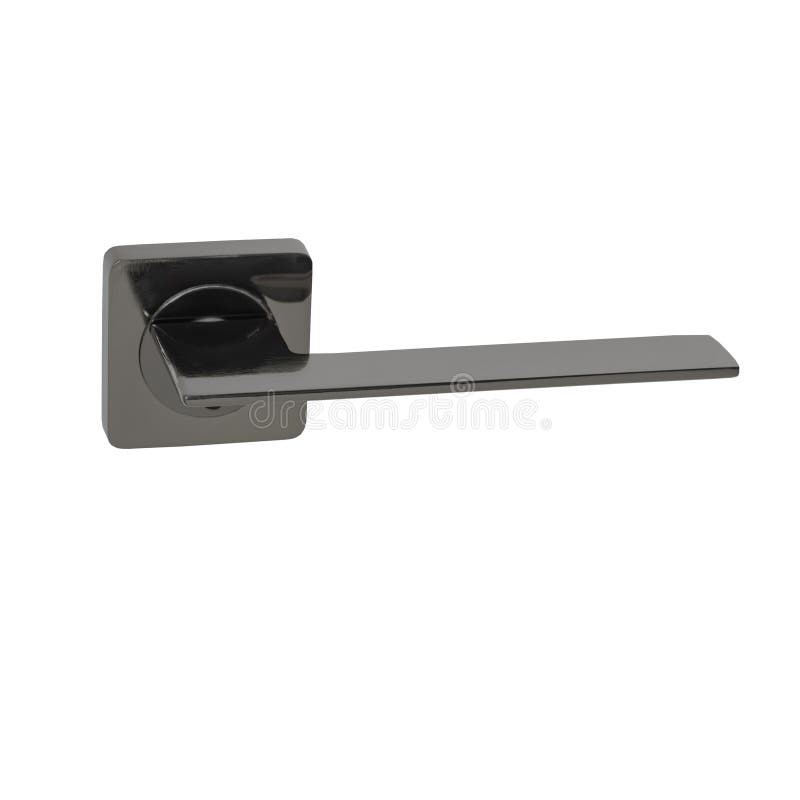 Glossy Door Handle in Black Nickel Plated Square Shape on Split Base