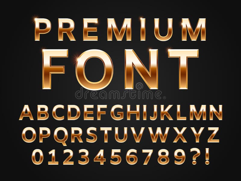 Premium Vector  Gold metallic alphabet letters and numbers