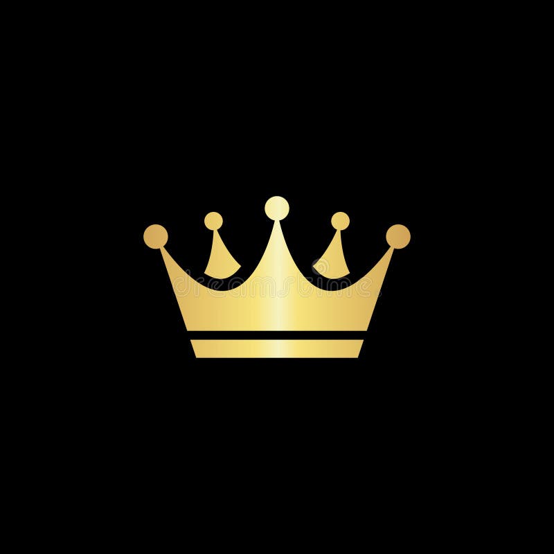 Glossy Golden Crown Icon Vector on Black Background. Luxury King ...