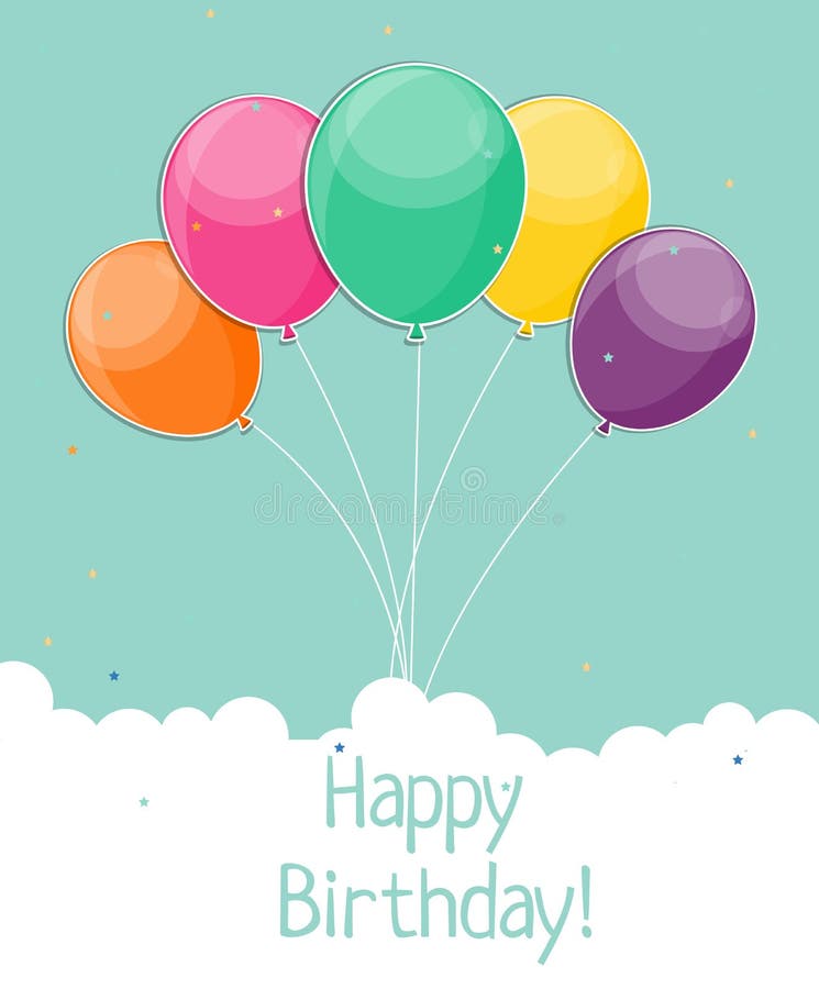 Glossy Happy Birthday Balloons Background Vector Illustration Stock ...