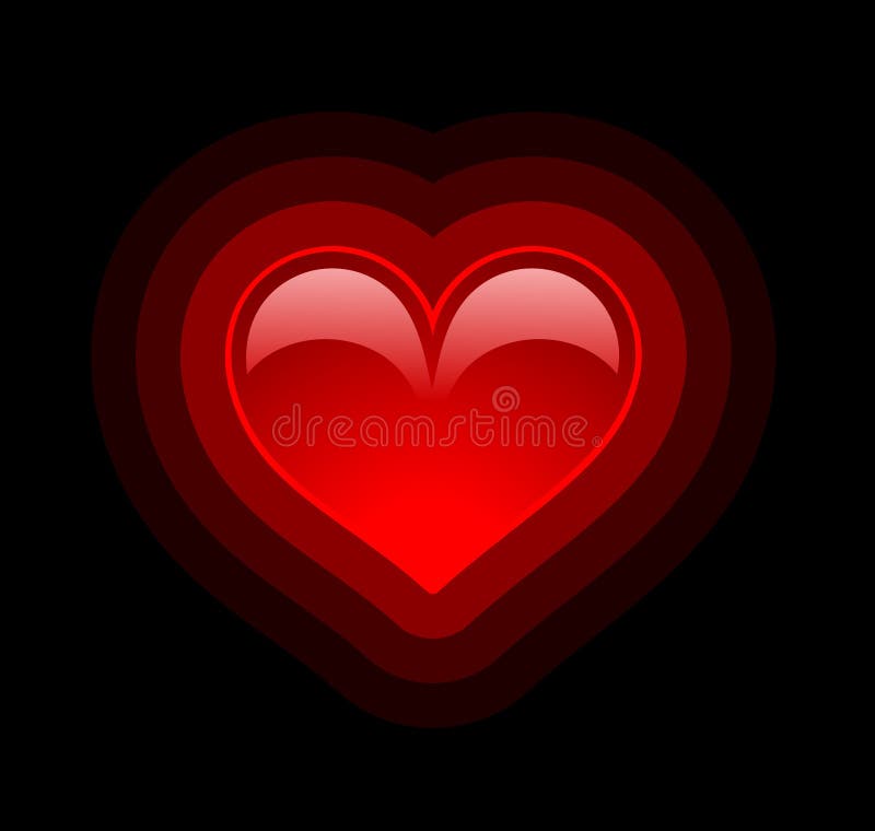 Glossy heart on black, variant 2
