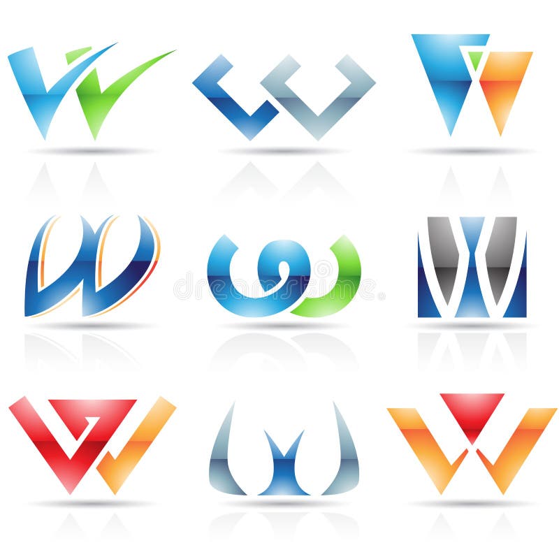 Glossy Icons for letter W stock illustration