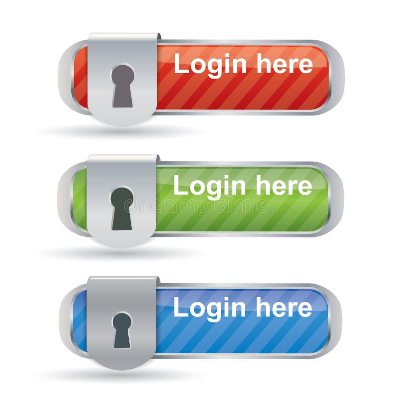 Glossy login buttons with keyhole