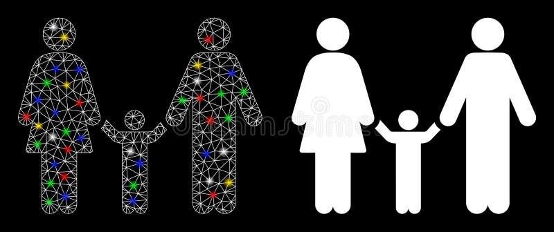 Glossy Mesh Carcass Family Child Icon mit Flash Spots lizenzfreie abbildung