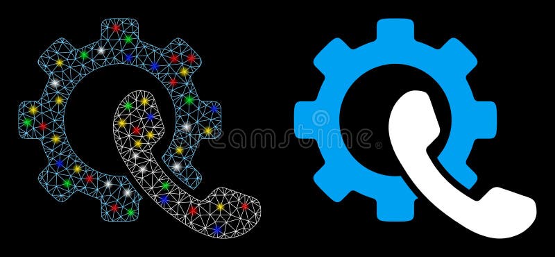 Glossy Mesh Network Phone Configuration Icon with Flash Spots vector illustration