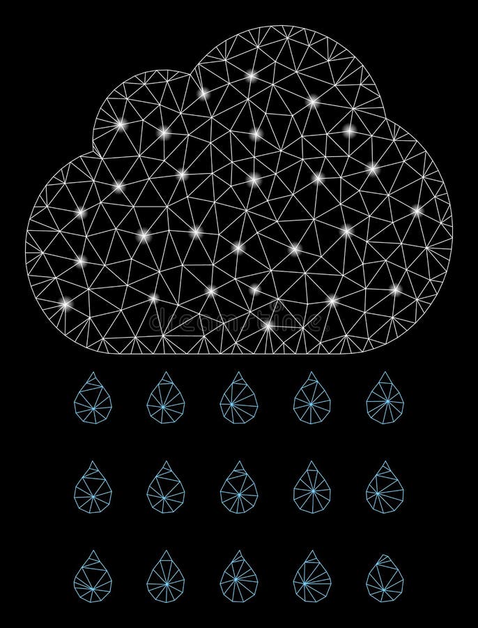 Glossy Mesh Network Rain Cloud with Flare Spots stock illustration Glossy Mesh Network Rain Cloud with Flare Spots stock illustration