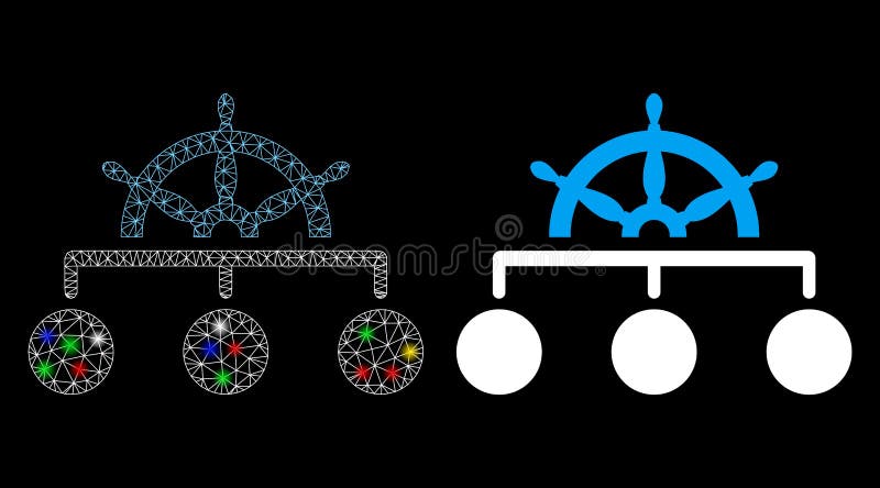 Glossy Mesh Network Rule Structure Icon with Flare Spots stock illustration