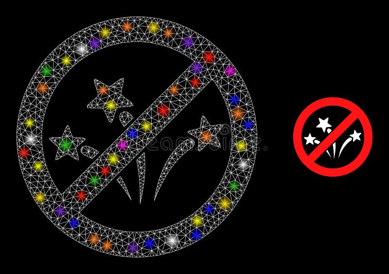 Bright Net Stop Fireworks Icon with Glare Colored Lightspots stock illustration