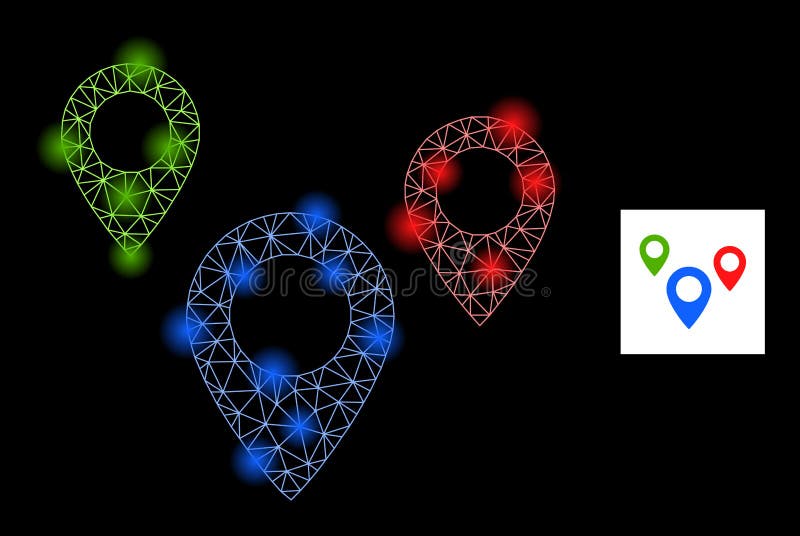 Glossy Net Map Objects Icon with Glare Lightspots royalty free illustration
