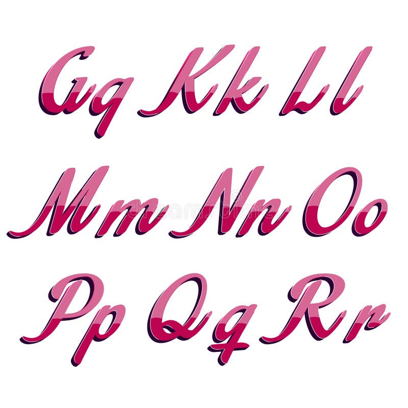 Glossy pink alphabet on white background vector illustration
