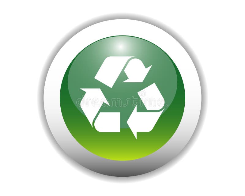 Glossy Recycling Icon Button stock illustration
