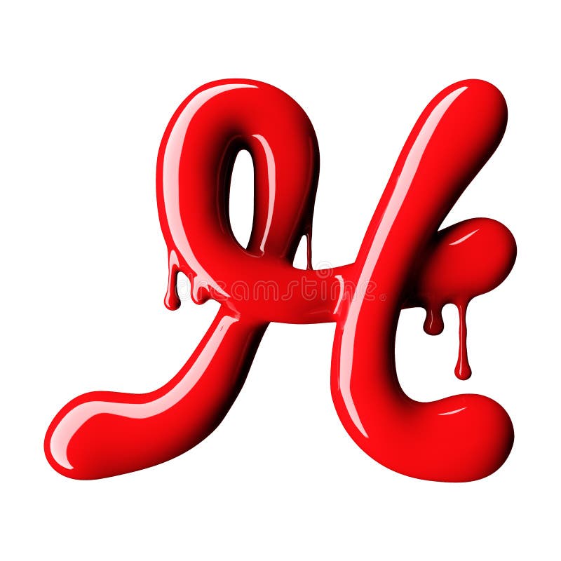 Glossy Red Letter H Uppercase. 3D Rendering Stock Illustration ...