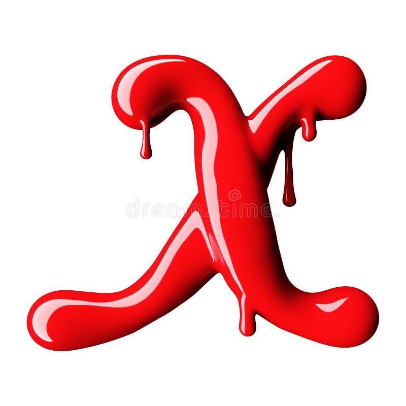 Glossy red letter X uppercase. 3D rendering