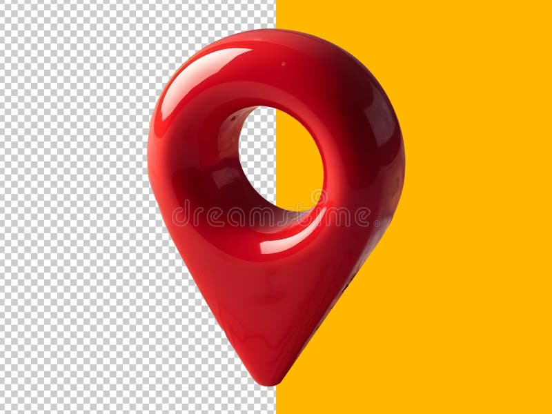 Glossy red map pin icon isolated on transparent background for location marking concepts stock illustration