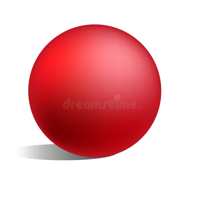 Glossy red sphere. Polished 3D ball. Geometric circular object. Isolated vector design. stock illustration
