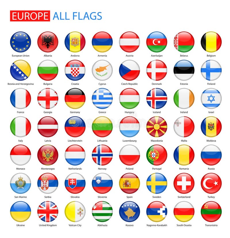 Download Glossy Round Flags Of Europe - Full Vector Collection ...