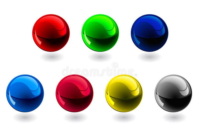 Glossy spheres. RGB, CMYK royalty free illustration