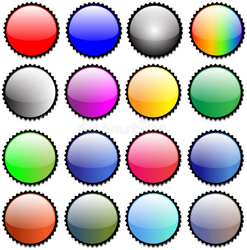 Glossy Sticky Seals Button Icons