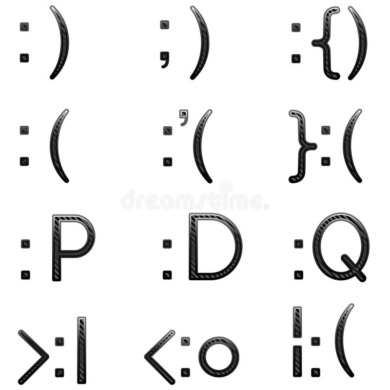 Glossy Striped Emoticon Set Stock Illustrations 2 Glossy Striped