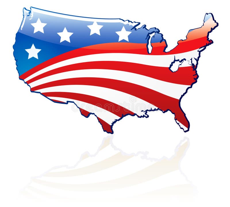 Glossy USA Flag And Map Stock Photography - Image: 7753422