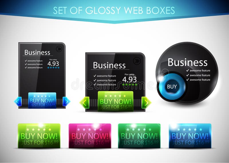 Glossy vector web boxes