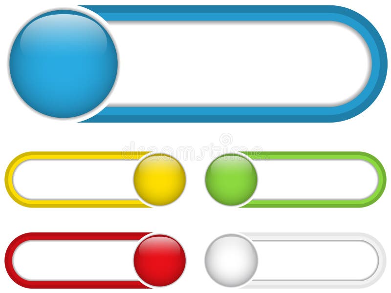 Glossy web buttons with colored bars.