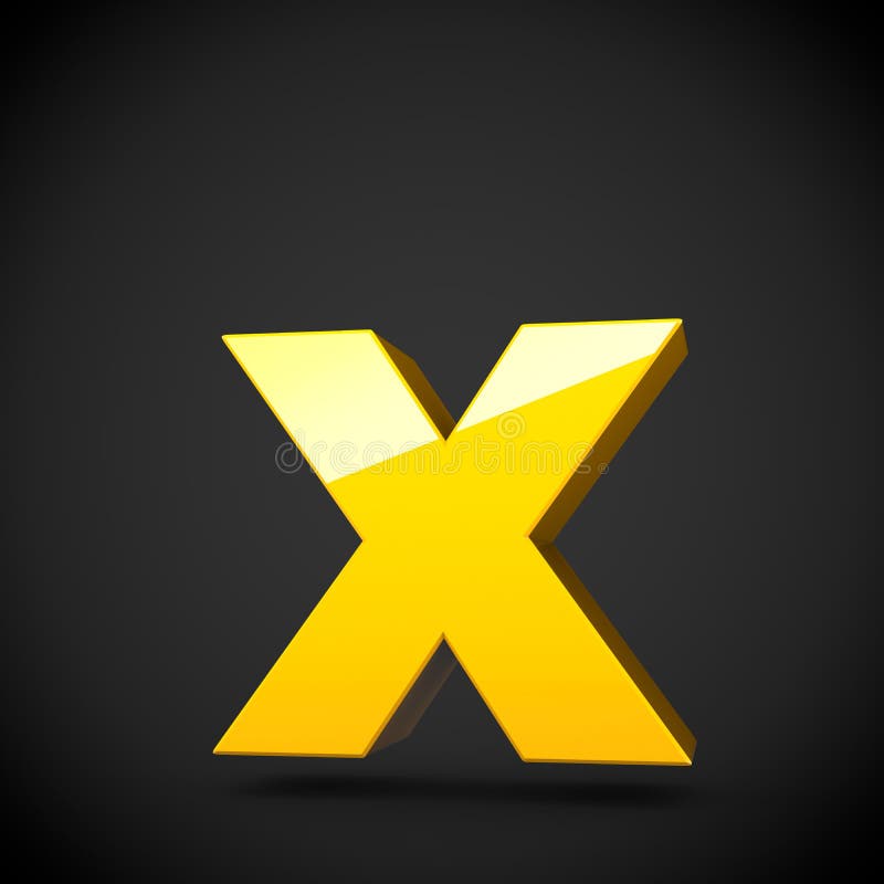 Glossy Yellow Paint Letter X Lowercase With Softbox Reflection Stock Illustration Illustration