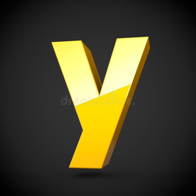 Glossy Yellow Paint Letter Y Lowercase with Softbox Reflection Stock