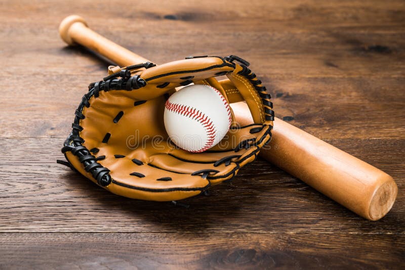 Glove with Baseball and Bat Stock Image Image of activity, american