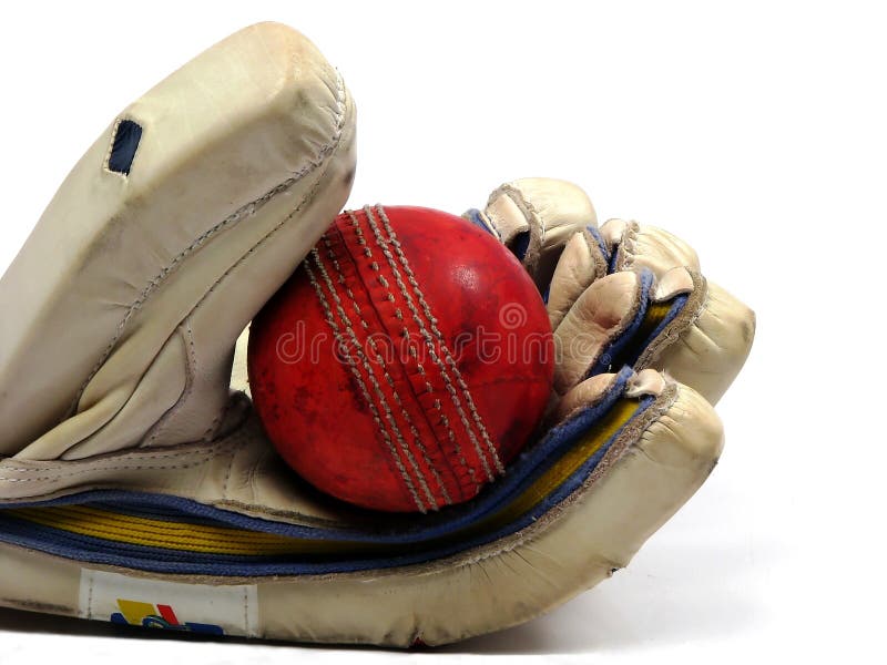 Glove holding cricket ball