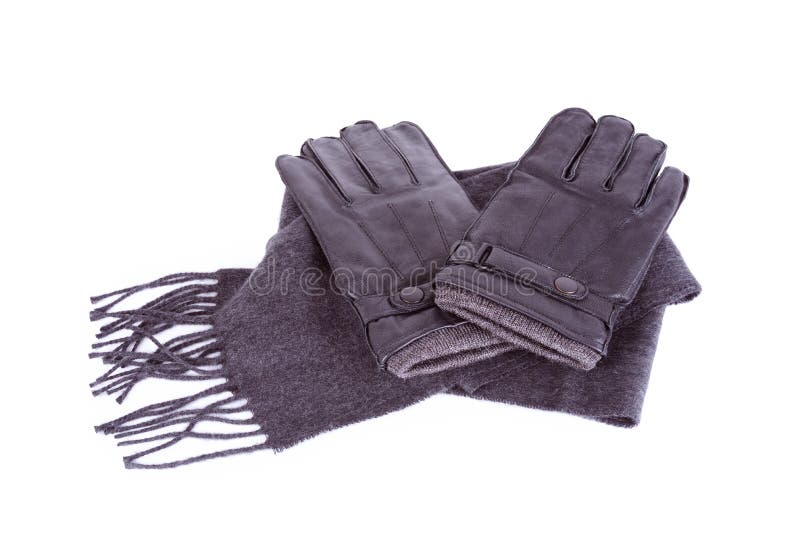 Gloves and Scarf Isolated on a White Background Stock Image Image of