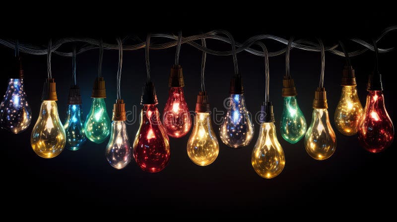 Glow christmas lights transparent stock illustration