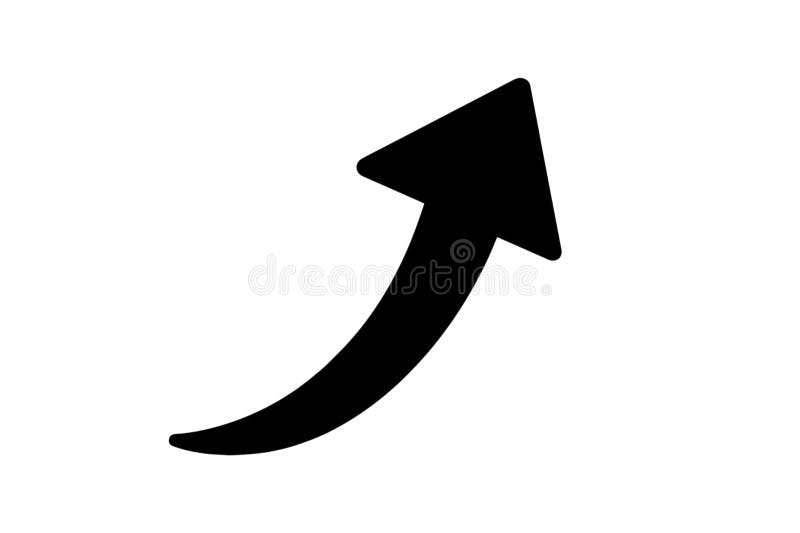 Arrow pointing up: curved upward direction icon, sign of growth and progress stock illustration