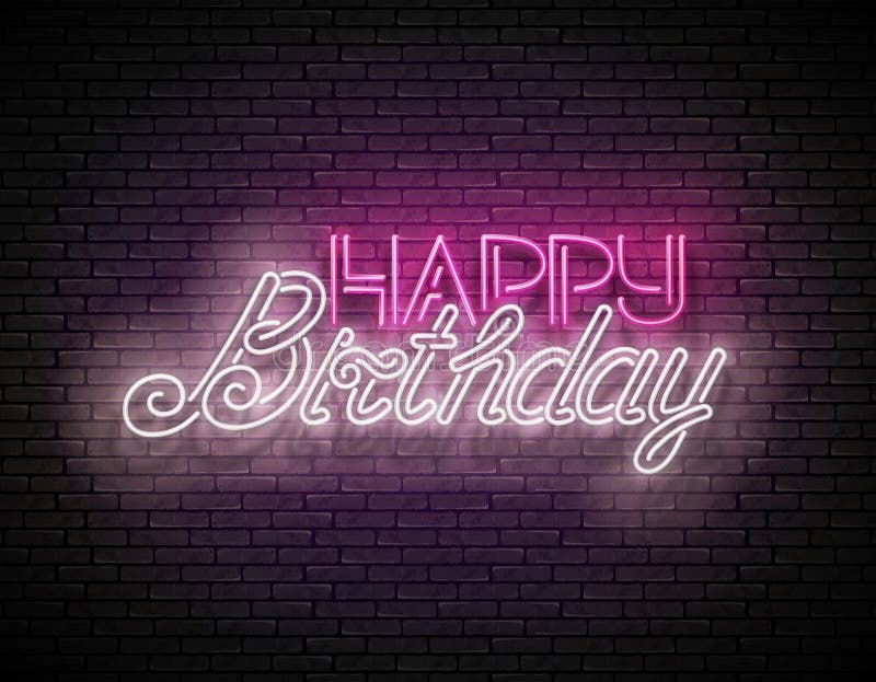 Glow Happy Birthday Inscription Stock Vector - Illustration of light ...