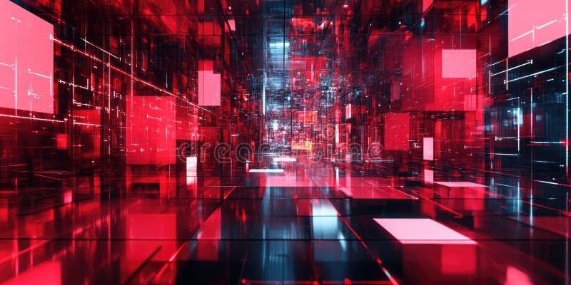 Glow Network Abstract: Interconnected Nodes and Lines with Warm, Golden Light on a Dark Background stock illustration