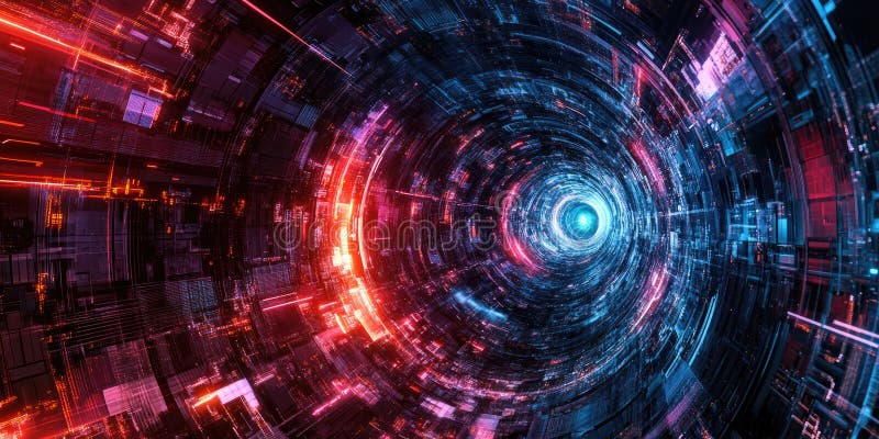 Glow Network Abstract: Interconnected Nodes and Lines with Warm, Golden Light on a Dark Background vector illustration