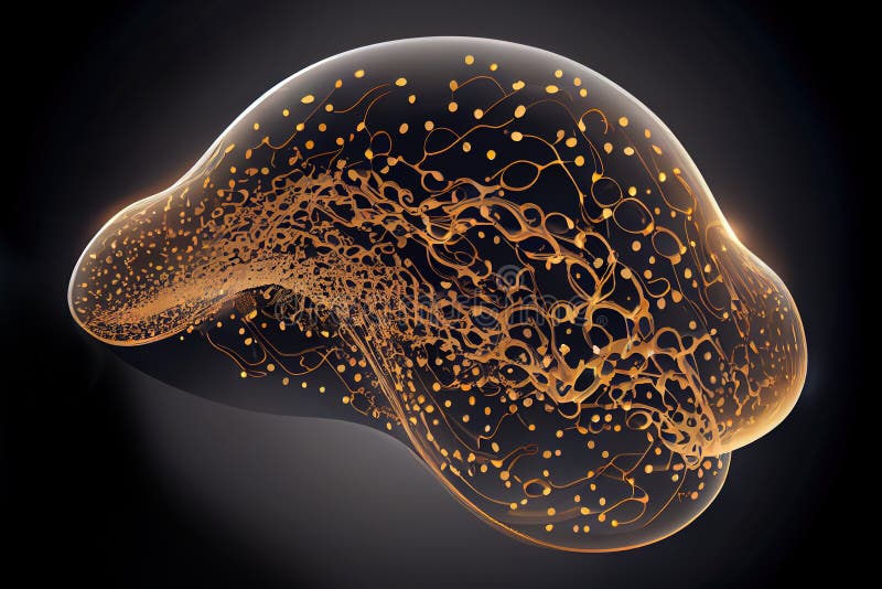 Glowing Abstract 3d Liquid on Black Background. Generative AI Stock