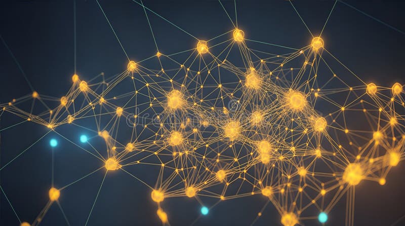 Rețea wifi de reprezentare abstractă strălucitoare, cu noduri de lumină care se conectează la un model complex. ai generativ