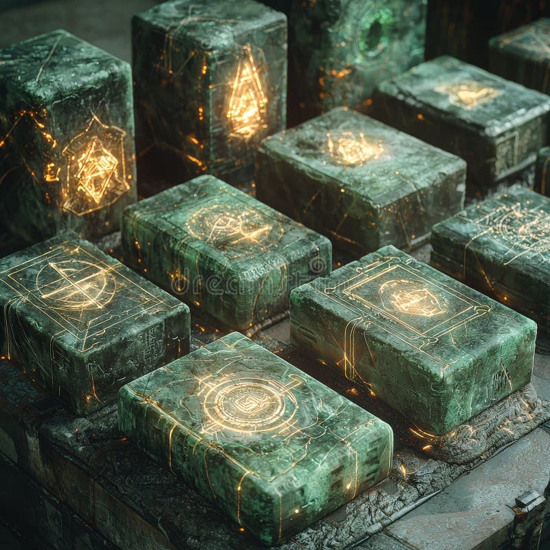 Glowing Ancient Magic Tomes in Stone Setting royalty free stock photography