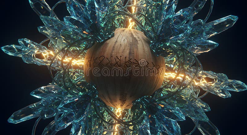 Glowing Arcane Orb within Crystalline Structure royalty free illustration