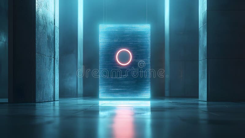 Glowing Badge Floating in Center of Modern Space vector illustration