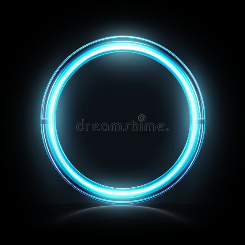 A Glowing Blue Circle on a Black Background Stock Illustration