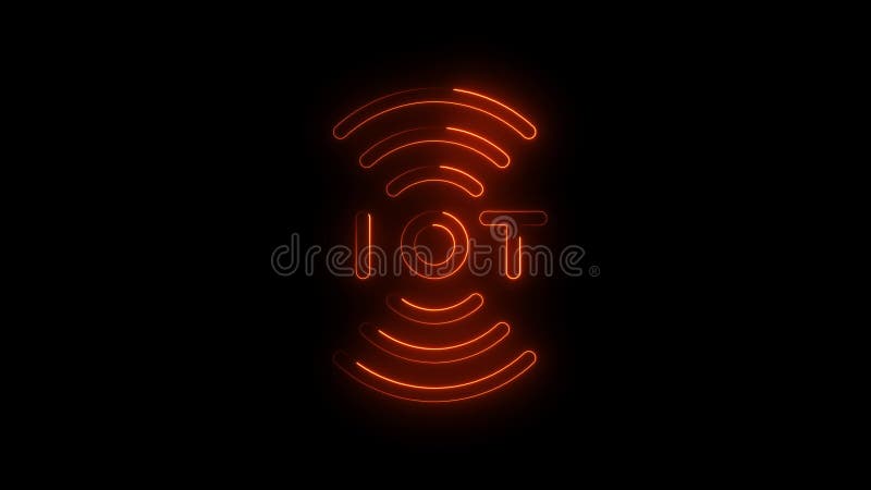 Neon IoT Icon with Wi-Fi Symbol on Black Background vector illustration