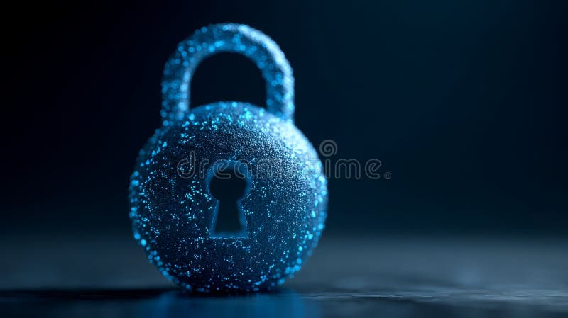 Glowing blue security, a futuristic lock protecting digital data in cyber world royalty free illustration