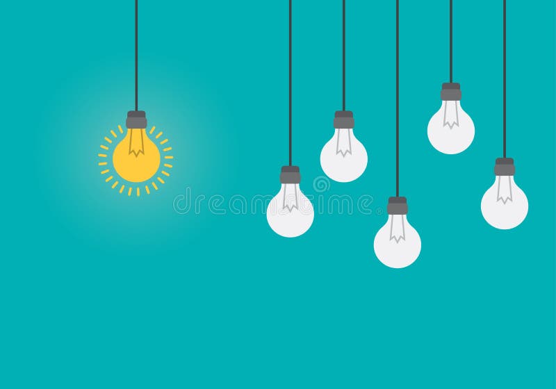 Bright Idea and Insight Concept with Light Bulb. Flat Style